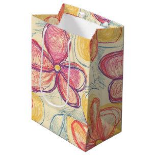 Vintage Wildflower Sketch (4) Medium Gift Bag