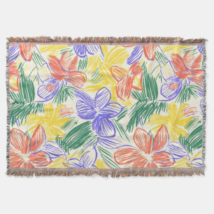 Vintage Wildflower Sketch (5) Throw Blanket