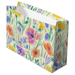Vintage Wildflower Sketch (6) Large Gift Bag