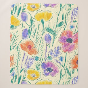 Vintage Wildflower Sketch (6) Sherpa Blanket
