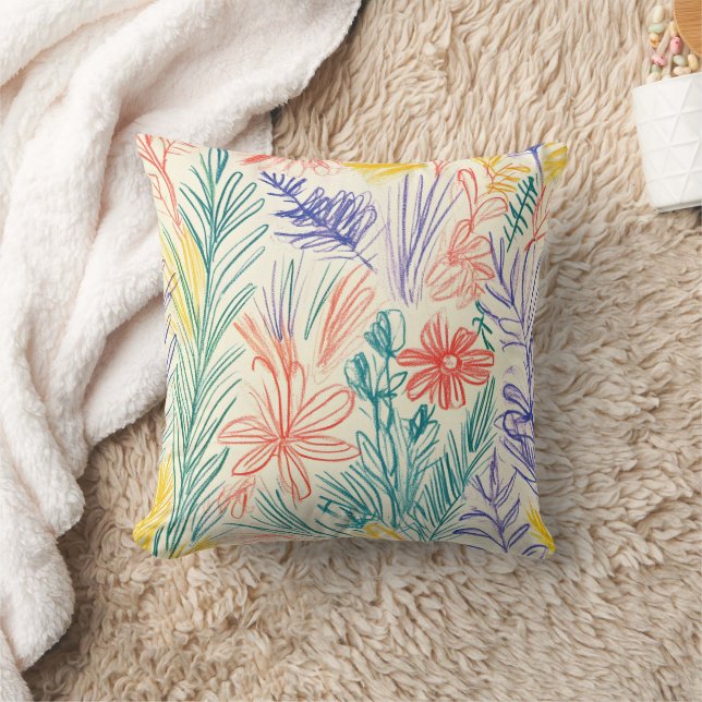 Vintage Wildflower Sketch (7) Cushion (Blanket)