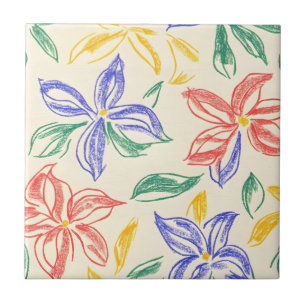 Vintage Wildflower Sketch (8) Ceramic Tile