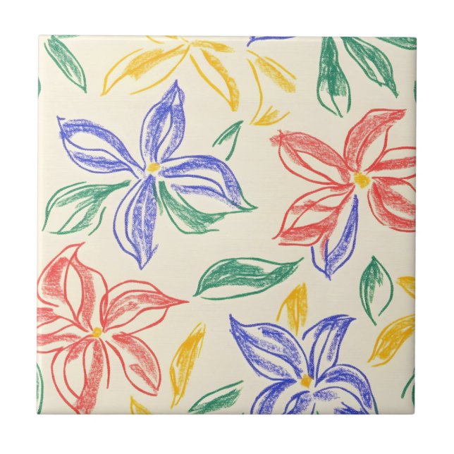Vintage Wildflower Sketch (8) Ceramic Tile (Front)