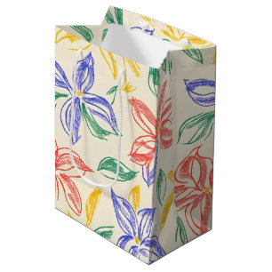 Vintage Wildflower Sketch (8) Medium Gift Bag