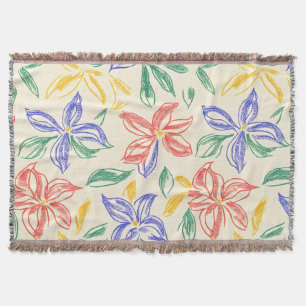 Vintage Wildflower Sketch (8) Throw Blanket