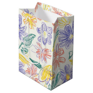Vintage Wildflower Sketch (9) Medium Gift Bag