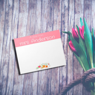 Vintage wildflower watercolor pink teacher notepad
