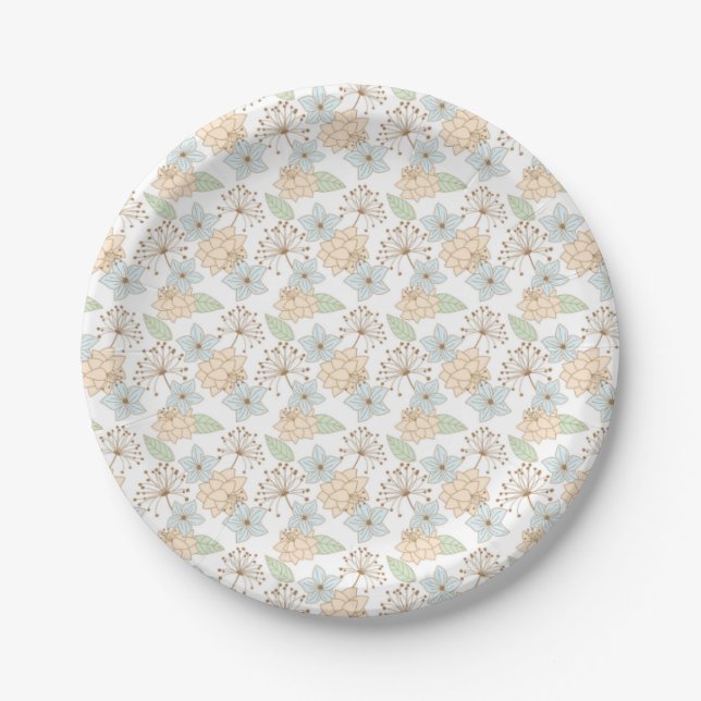 Vintage Wildflowers Birthday or Shower Paper Plate (Front)