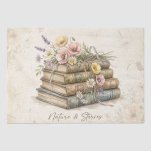 Vintage Wildflowers & Books Tissue Paper