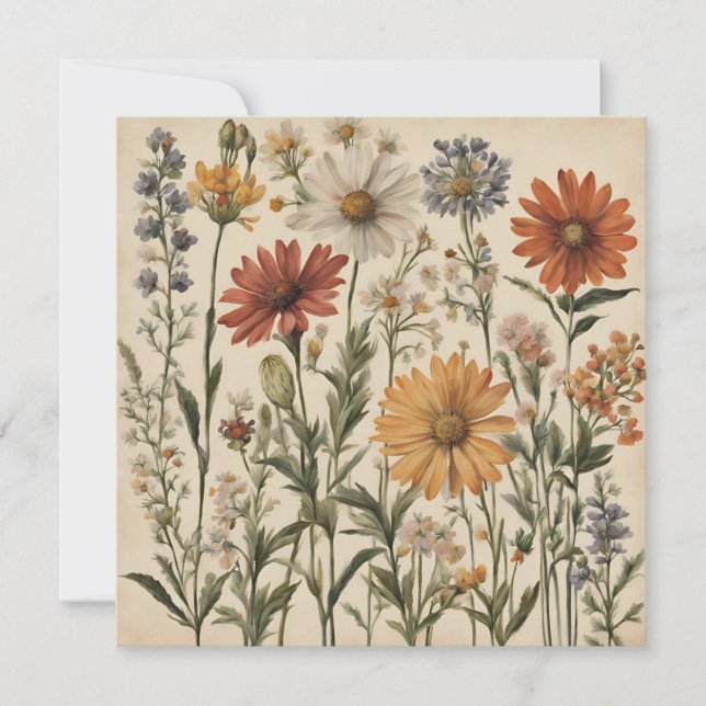 Vintage Wildflowers  Card (Front)