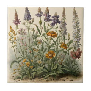 Vintage Wildflowers Ceramic Tile