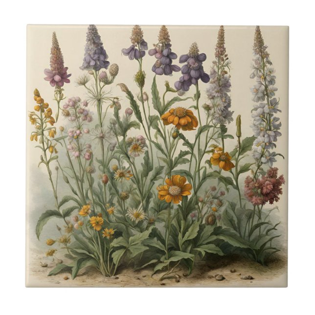Vintage Wildflowers  Ceramic Tile (Front)