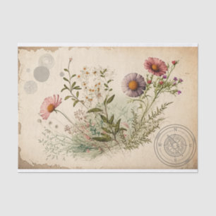 Vintage Wildflowers Decoupage  Tissue Paper