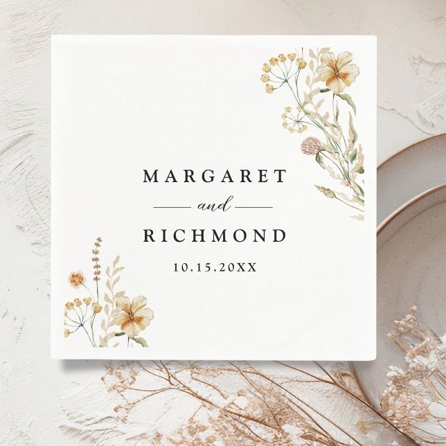 Vintage Wildflowers Elegant Floral Wedding Napkin (Creator Uploaded)