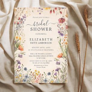 Vintage Wildflowers Garden Bridal Shower Invitation