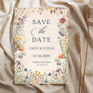 Vintage  Wildflowers Garden Wedding Save The Date