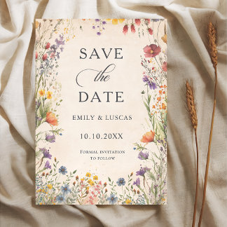 Vintage  Wildflowers Garden Wedding Save The Date