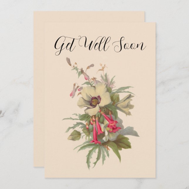 Vintage Wildflowers Get Well Soon  Card (Front/Back)