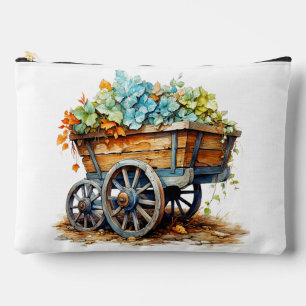 Vintage Wildflowers In Wooden Wagon Accessory Pouch