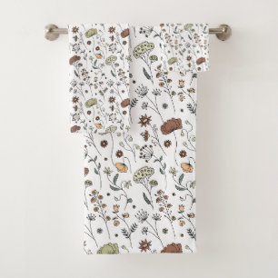 Vintage Wildflowers Pattern Bath Towel Set