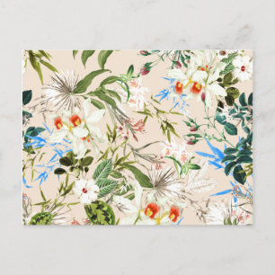 Vintage Wildflowers Pattern Postcard