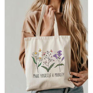 Vintage Wildflowers Self love Tote Bag