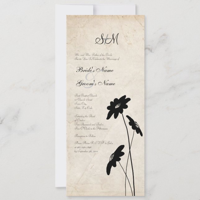 Vintage Wildflowers Wedding Invitation (Front)