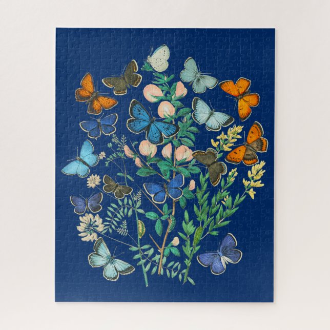 Vintage Wildlife Illustration - Butterfly Garden J Jigsaw Puzzle (Vertical)