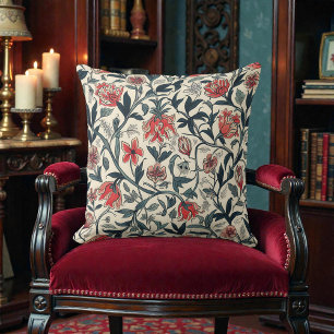 Vintage William Morris Antique Olive Green Floral Cushion