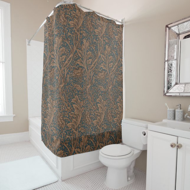 Vintage William Morris Arcadia Full Seamless Shower Curtain (In Situ)