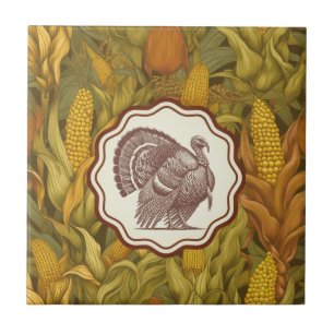Vintage William Morris Autumn Corn Wild Turkey Ceramic Tile