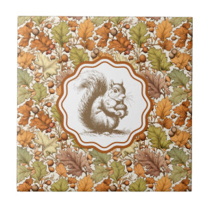 Vintage William Morris Autumn Leaf Berry Squirrel Ceramic Tile