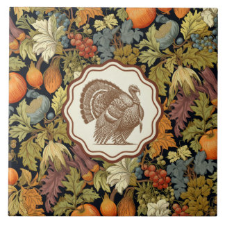 Vintage William Morris Autumn Leaf Pumpkin Turkey Ceramic Tile