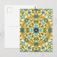 Vintage William Morris Blue Daisy Floral Pattern