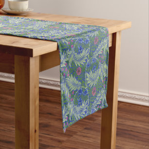Vintage William Morris Blue Ferns and Flowers Short Table Runner