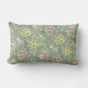 Vintage William Morris Bower Flowers Greenery Lumbar Cushion