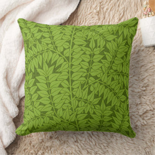 Vintage William Morris Branch Green Leaf Pattern Cushion