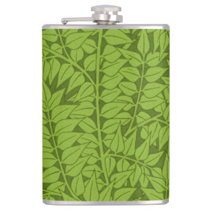 Vintage William Morris Branch Green Leaf Pattern Hip Flask