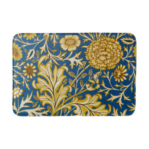 Vintage William Morris Cherwell Blue Floral Art Bath Mat