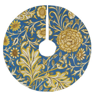 Vintage William Morris Cherwell Blue Floral Art Brushed Polyester Tree Skirt