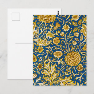 Vintage William Morris Cherwell Blue Floral Art Postcard