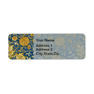 Vintage William Morris Cherwell Blue Floral Art Return Address Label