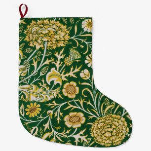 Vintage William Morris Cherwell Green Floral Art Large Christmas Stocking