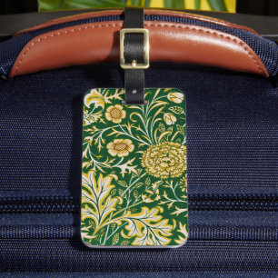 Vintage William Morris Cherwell Green Floral Art Luggage Tag