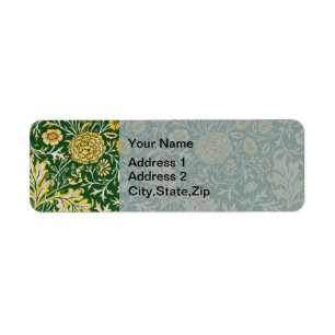 Vintage William Morris Cherwell Green Floral Art Return Address Label