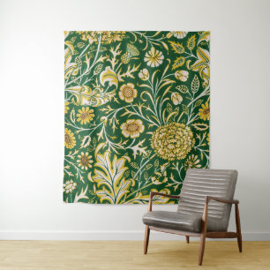 Vintage William Morris Cherwell Green Floral Art Tapestry