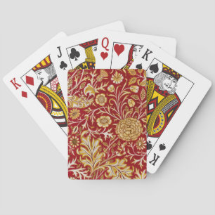 Vintage William Morris Cherwell Red Floral Art Playing Cards