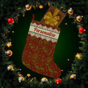 Vintage William Morris Christmas Personalised  Large Christmas Stocking