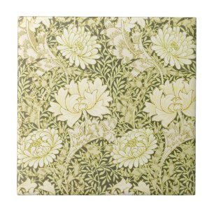 Vintage William Morris Chrysanthemum Pattern Ceramic Tile