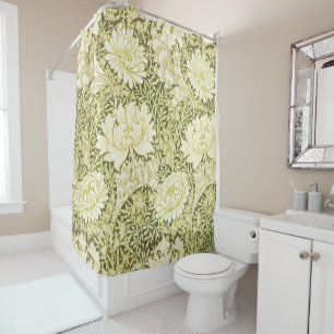 Vintage William Morris Chrysanthemum Pattern Shower Curtain